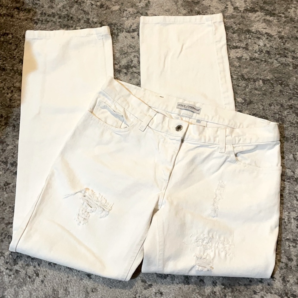 Dolce & Gabbana distressed wide leg jeans 32
